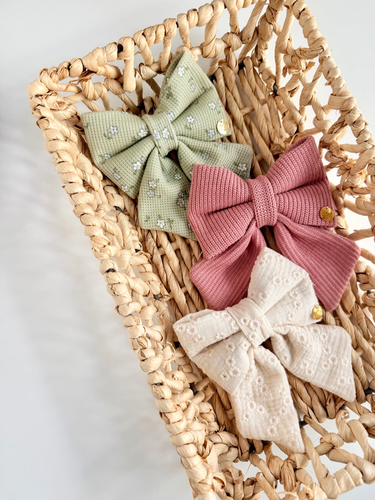 Pink Knit Dog Bow