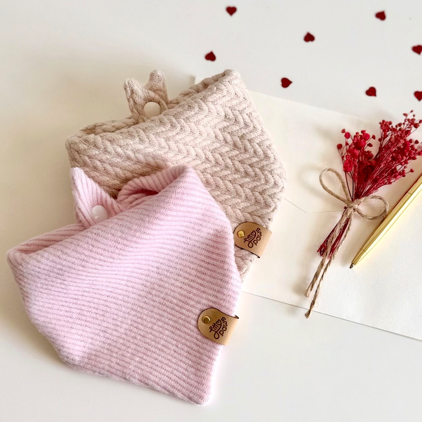 Pink Kiss Knit Pet Bandana