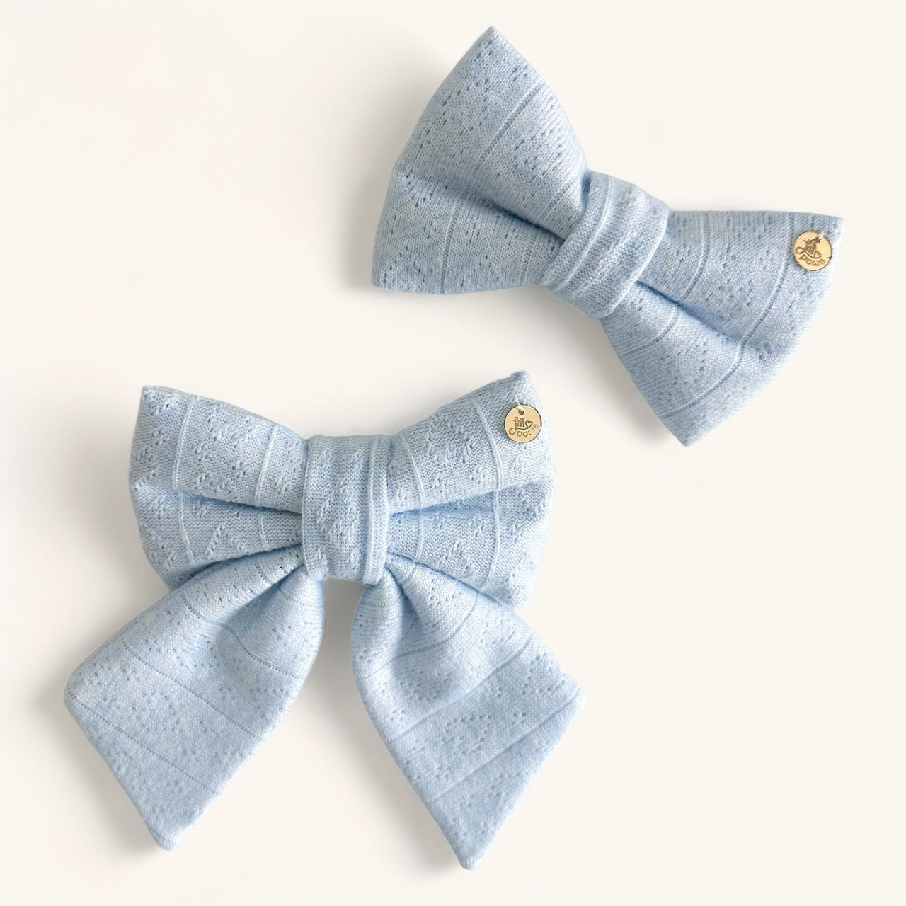 Blue Knit Pet Bow