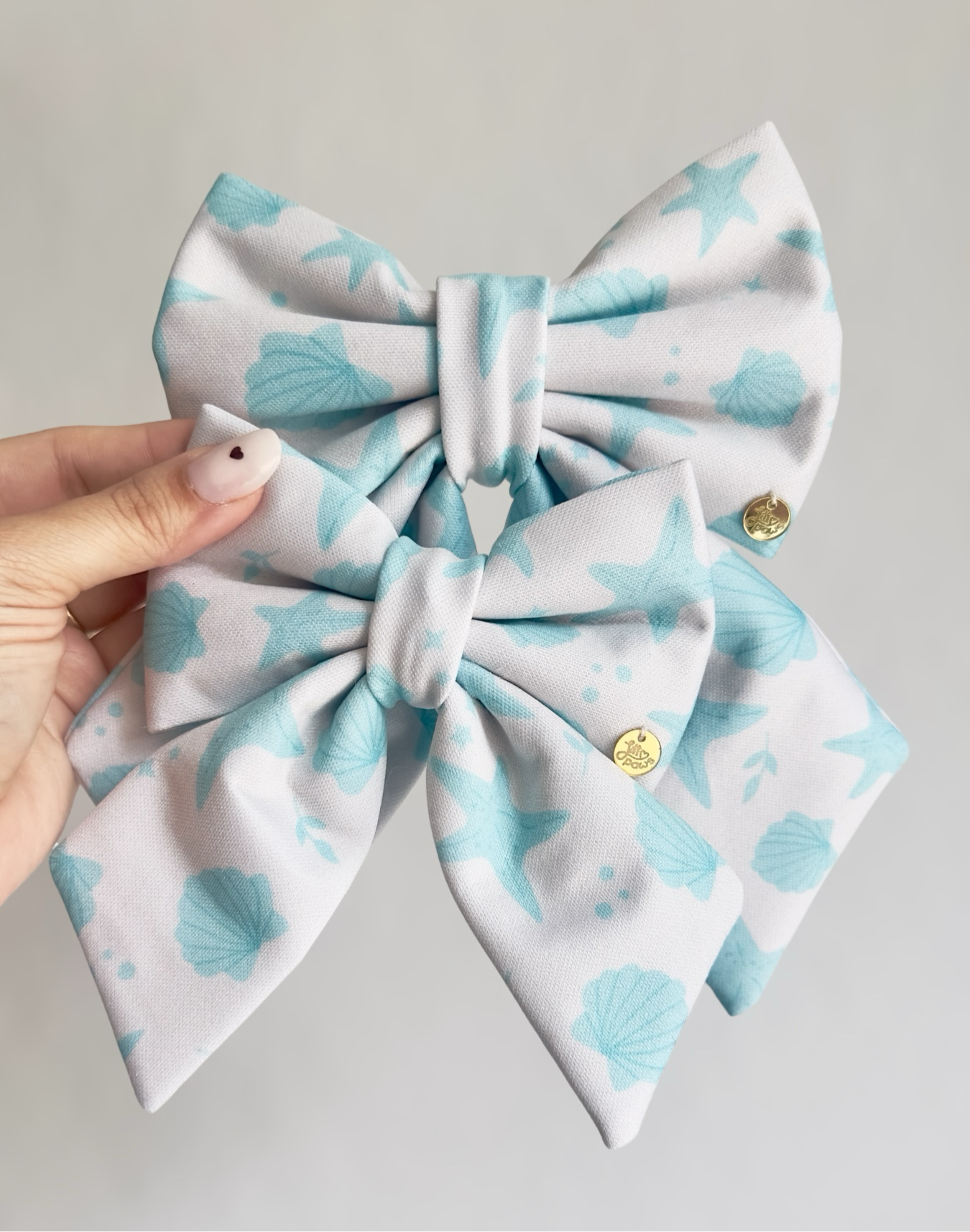 Blue Seashells Pet Bow