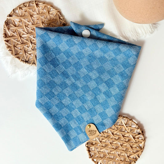 Denim Gingham Dog Bandana