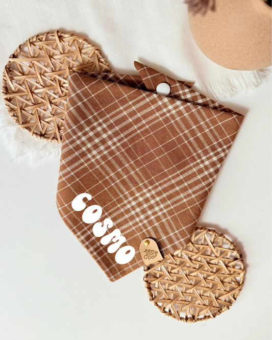 Brown Plaid Dog Bandana