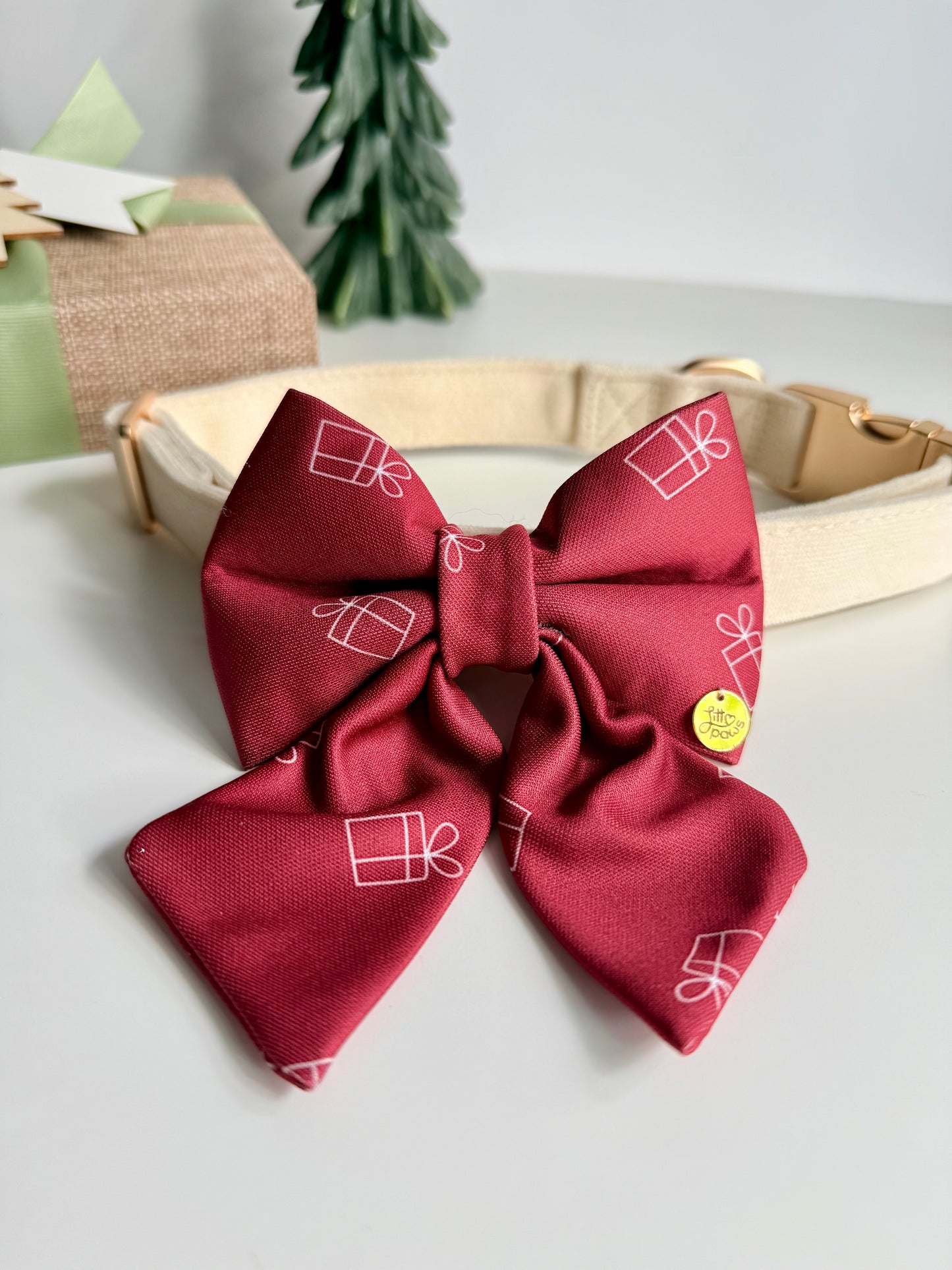 Holiday Gift Box Dog Bow