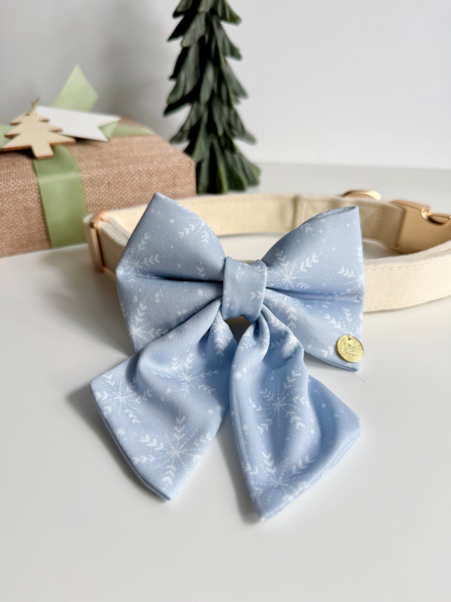 Frosted Snowflake Dog Bow