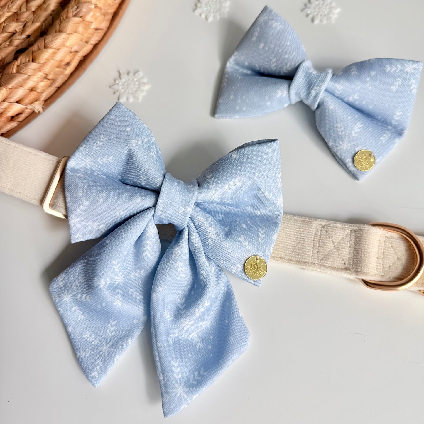 Frosted Snowflake Dog Bow