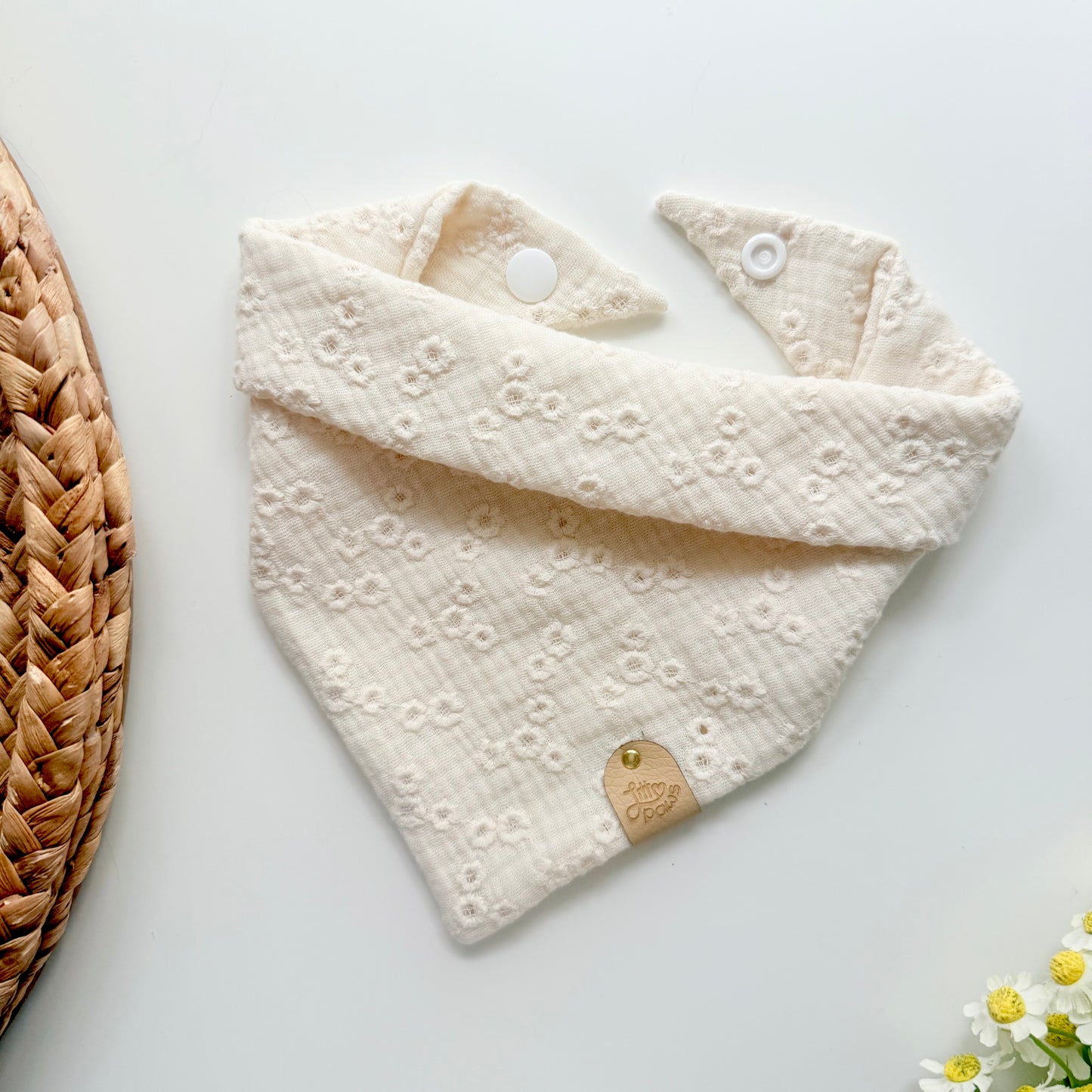 Floral Embroidered Dog Bandana