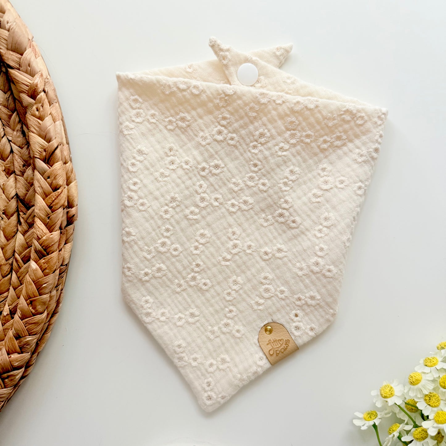 Floral Embroidered Dog Bandana