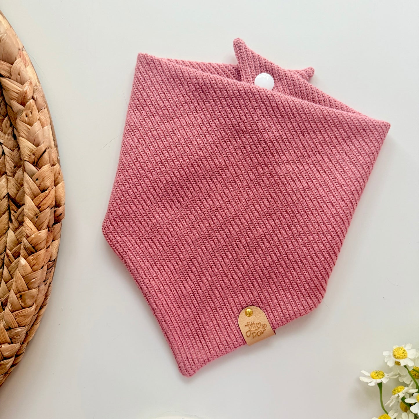 Pink Knit Dog Bandana