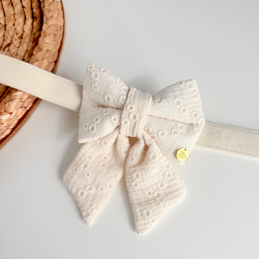 Floral Embroidered Dog Sailor Bow