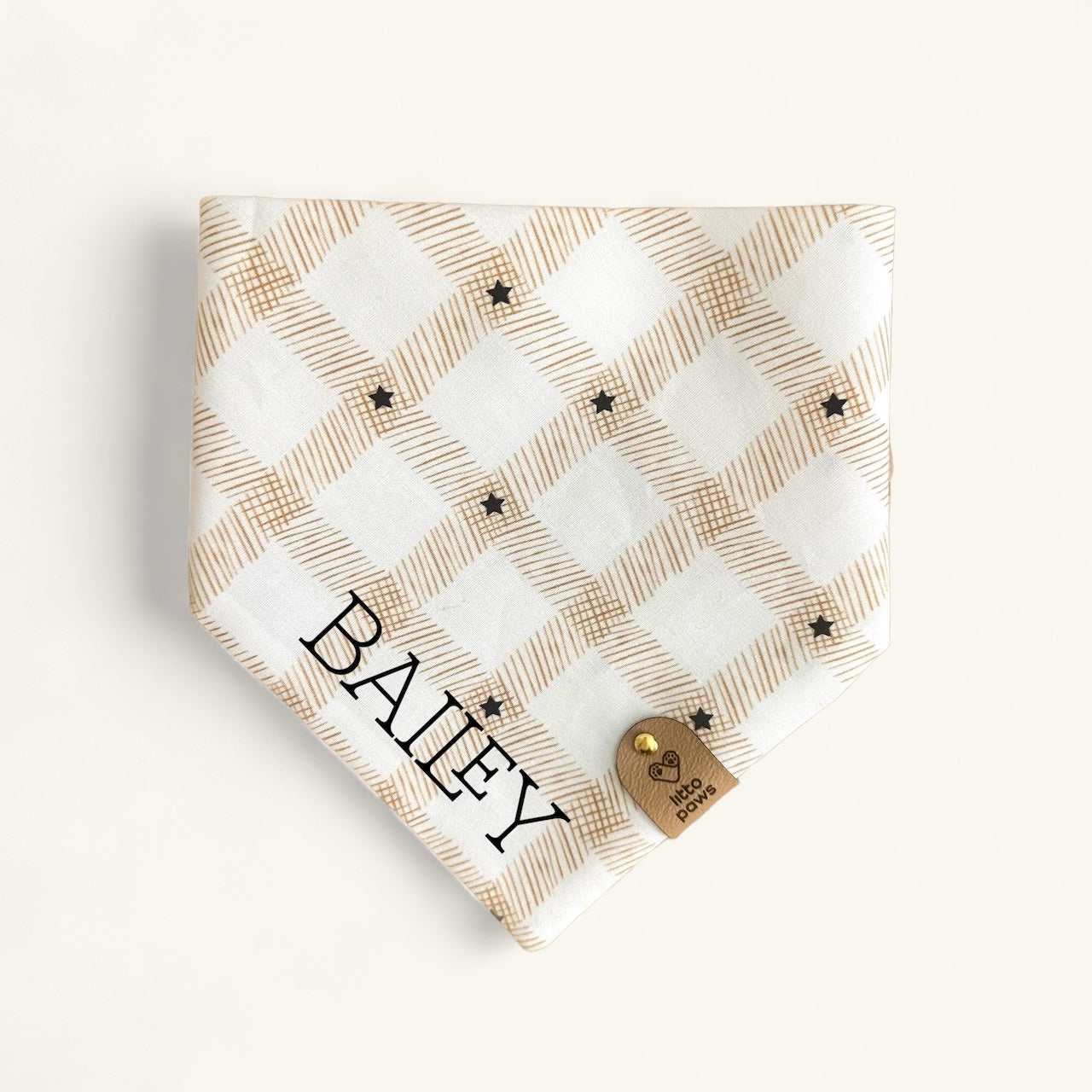 Neutral Stars Plaid Pet Bandana