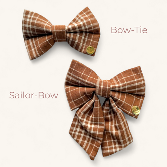 Brown Plaid Dog Bow