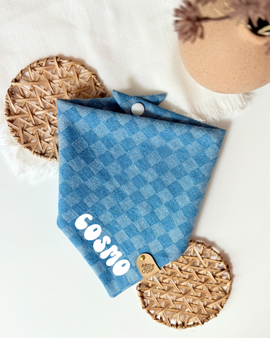 Denim Gingham Dog Bandana