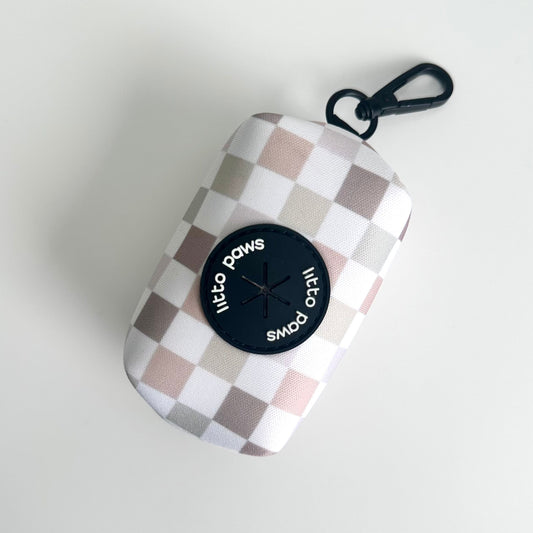 Neutral Checkered Poop Bag Holder