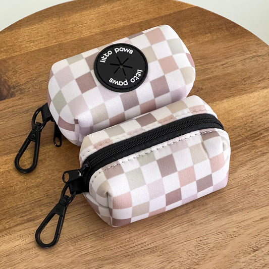Neutral Checkered Poop Bag Holder